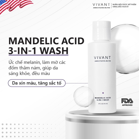 Sữa rửa mặt Vivant Skincare Mandelic Acid 3 in 1 Wash - 118ml