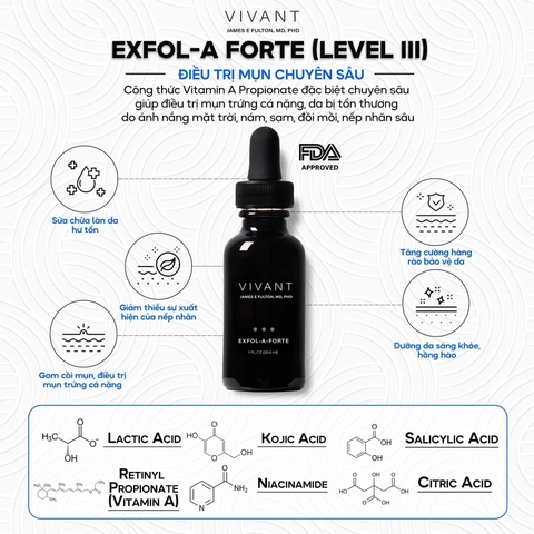 Serum trị mụn, sáng da Vivant Skincare Exfol - A Forte - 30ml