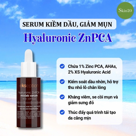 Serum kiềm dầu, giảm mụn Ekseption Hyaluronic ZnPCA - 75ml
