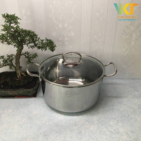 Nồi inox 3 đáy Fivestar FSN 24cm nắp kính