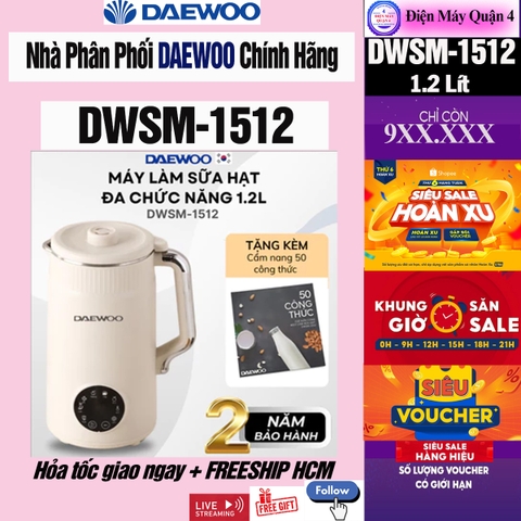 Máy làm sữa hạt xay nấu đa năng Daewoo DWSM-1512 giá tốt