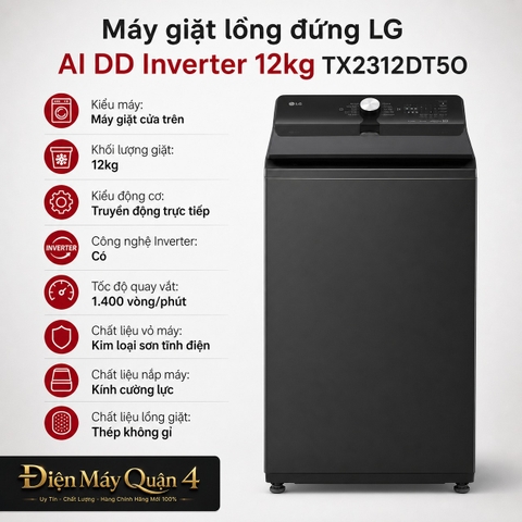 Máy giặt lồng đứng LG AI DD Inverter 12kg TX2312DT5O