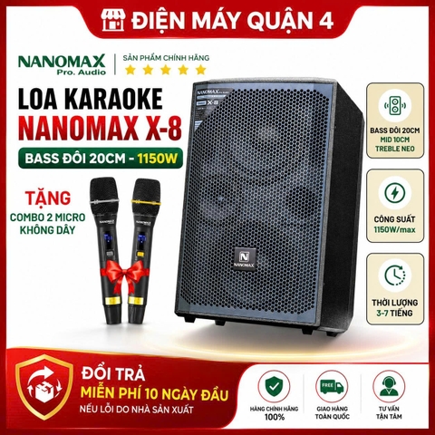 Loa Karaoke Nanomax X-8 Bass Đôi 20cm 1150w