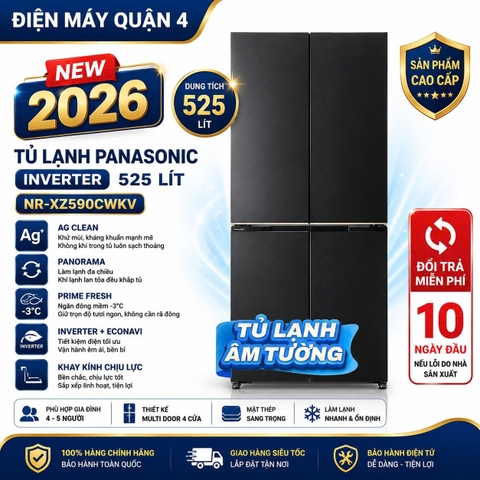 Tủ lạnh Panasonic Inverter 525 lít Multi Door NR-XZ590CWKV