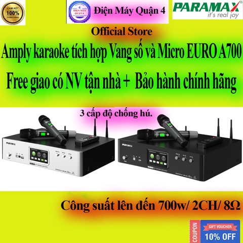 Amply karaoke tích hợp Vang số và Micro không dây Paramax EURO A700