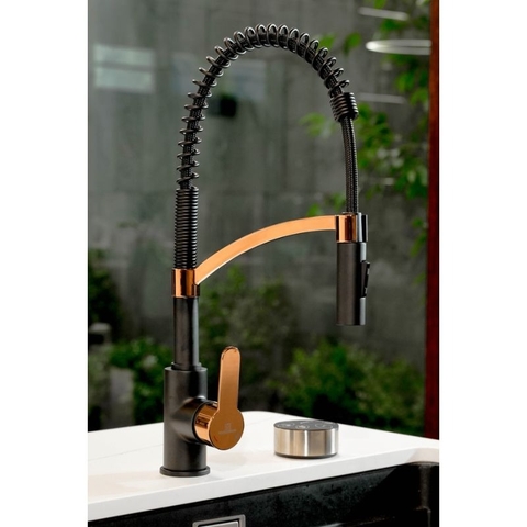 Vòi rửa bát Wasserwerk WK 3 black/rose gold with spiral spring 700557