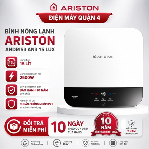 Bình nóng lạnh ARISTON ANDRIS3 AN3 15 LUX 15L
