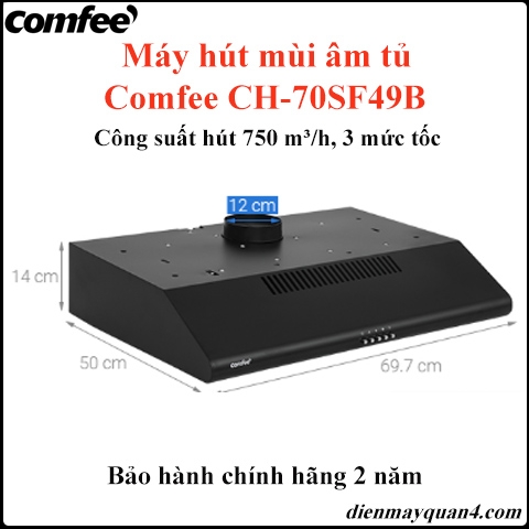 Máy hút mùi âm tủ Comfee CH-70SF49B
