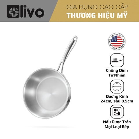 Chảo inox Olivo Steve 2485 Đường Kính 24cm - Hàng chính hãng