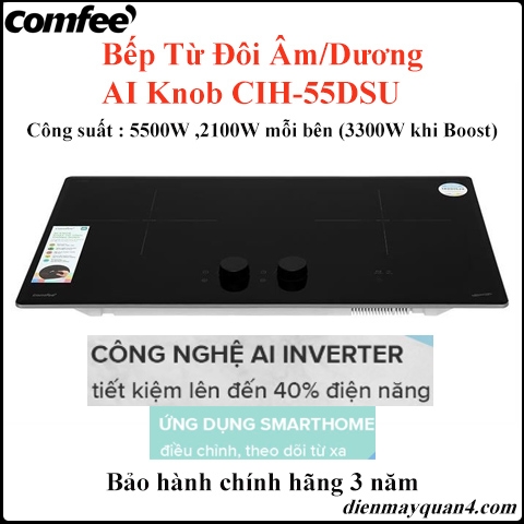 Bếp từ đôi lắp âm Comfee AI Knob CIH-55DSU