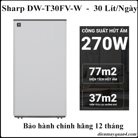Máy hút ẩm kết hợp lọc không khí Sharp DW-T30FV-W 30 Lít