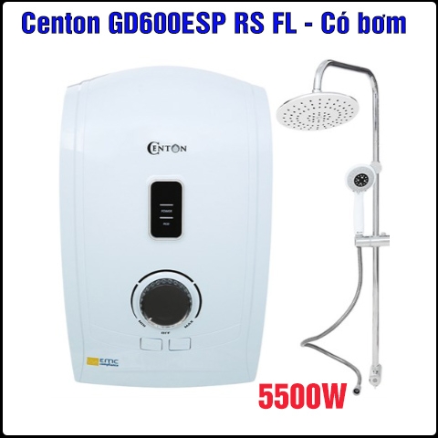 Máy nước nóng trực tiếp Centon GD600ESP RS FL 5500W - Kèm bộ sen mưa