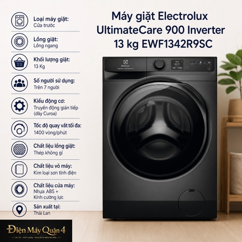 Máy giặt Electrolux UltimateCare 900 Inverter 13 kg EWF1342R9SC