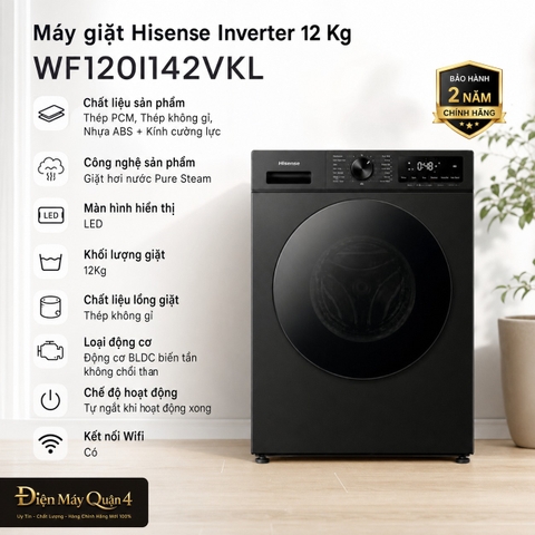 Máy giặt Hisense Inverter 12 Kg WF120I142VKL