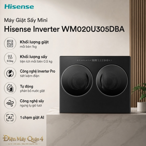 Máy Giặt Sấy Mini Hisense Inverter WM020U305DBA