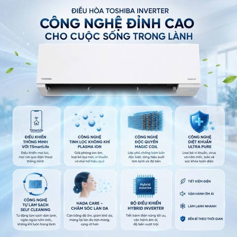 Máy lạnh Toshiba Inverter 2.5 HP RAS-H24F2KCVSG-V