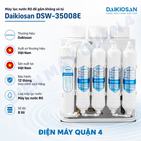 Máy lọc nước RO để gầm không vỏ tủ Daikiosan DSW-35008E