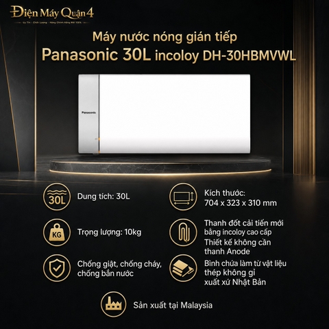 Máy nước nóng gián tiếp Panasonic 30L incoloy DH-30HBMVWL