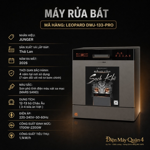 Máy rửa chén Junger DWJ-133-AI-PRO