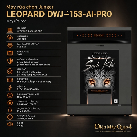 Máy rửa chén Junger LEOPARD DWJ-153-AI-PRO