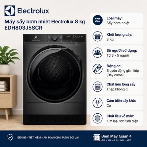 Máy sấy bơm nhiệt Electrolux 8 kg EDH803J5SCR