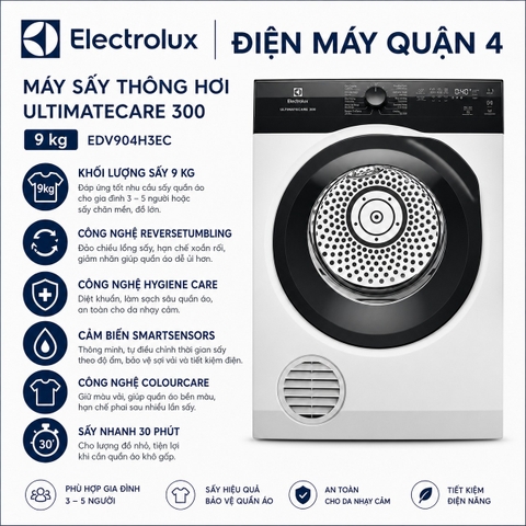 Máy sấy thông hơi Electrolux UltimateCare 300 9 kg EDV904H3EC