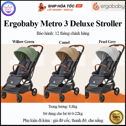 Xe đẩy gấp gọn Ergobaby Metro 3 Deluxe Strolle - Hàng chính hãng