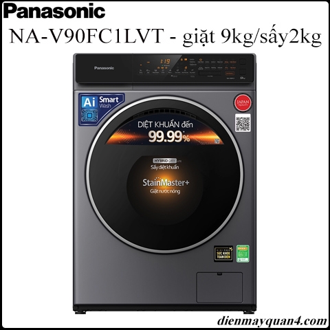Máy giặt sấy Panasonic NA-V90FC1LVT, Giặt 9kg sấy 2kg