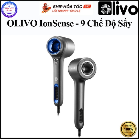 Máy Sấy Tóc OLIVO IonSense – Máy Sấy Tóc Ion Âm Tốc Độ Cao, 9 Chế Độ Sấy, Phụ Kiện Đa Dạng, Cảm Biến Nhiệt Thông Minh, Màu Sắc Sang Trọng