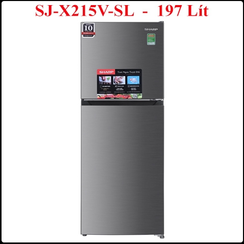Tủ lạnh Sharp Inverter 197 lít SJ-X215V-SL