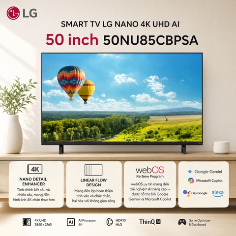 Smart TV LG NANO 4K UHD AI 50inch 50NU85CBPSA