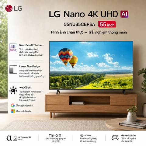 Smart TV LG NANO 4K UHD AI 55inch 55NU85CBPSA