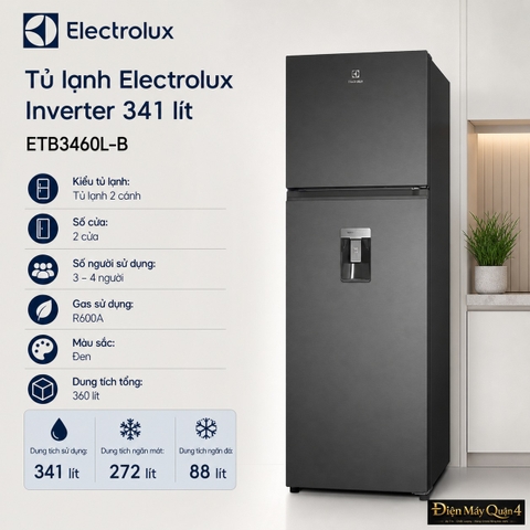 Tủ lạnh Electrolux Inverter 341 lít ETB3460L-B