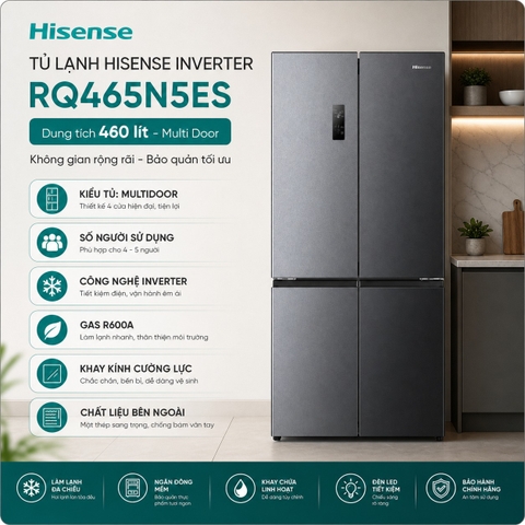 Tủ lạnh Hisense Inverter 460 lít Multi Door RQ465N5ES