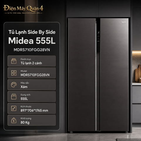 Tủ Lạnh Side By Side Midea 555L MDRS710FGG28VN