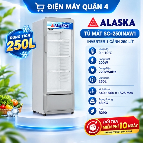 Tủ mát Alaska SC-250INAW1 Inverter 1 cánh 250 lít