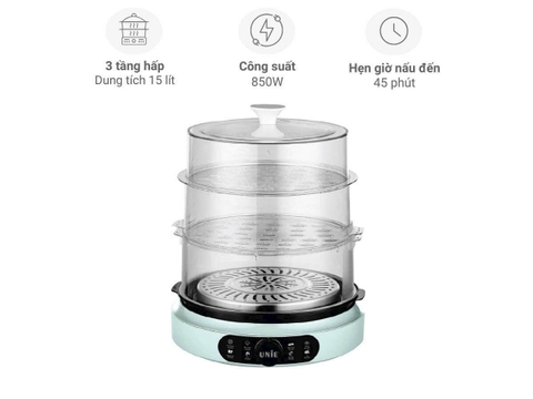 Nồi hấp Unie UE680 dung tích lớn 15L, 3 tầng hấp
