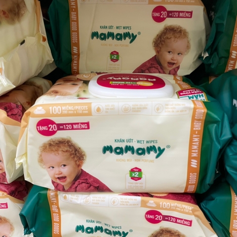 Khăn ướt Mamamy không mùi gói 120 tờ