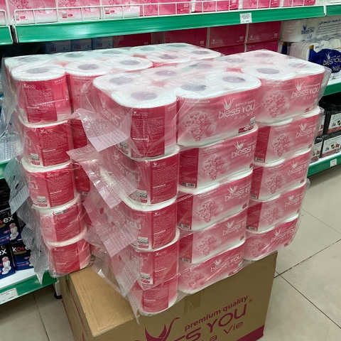 [Sỉ Thùng 10 Lốc] Giấy Vệ Sinh Bless You À La Vie 2 Lớp, Lốc 10 Cuộn Hồng (HCM)