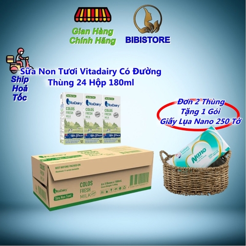 Thùng 24 Hộp 180ml Sữa Non Tươi VitaDairy Colos Fresh Milk - Tasmania Úc