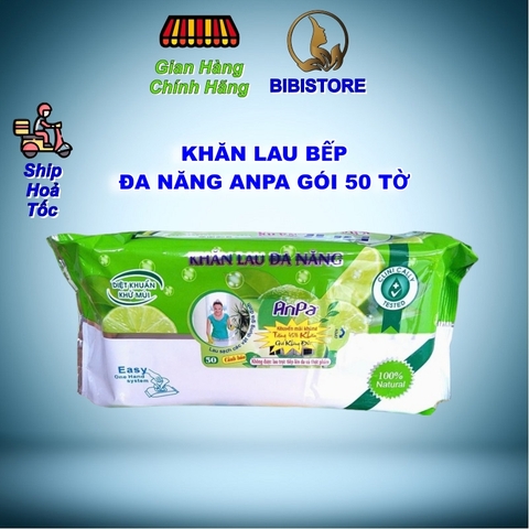 Khăn Ướt Đa Năng Lau Bếp ANPA Gói 50 Tờ