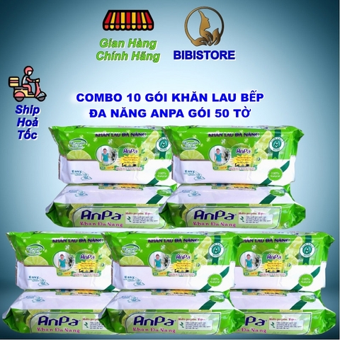 Khăn Ướt Đa Năng Lau Bếp ANPA Gói 50 Tờ