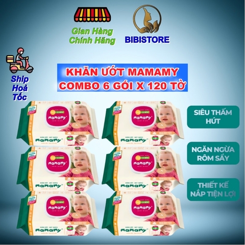 Khăn ướt Mamamy không mùi Gói 120 tờ