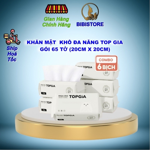Khăn mặt khô Top Gia 65 Tờ (20x20cm)