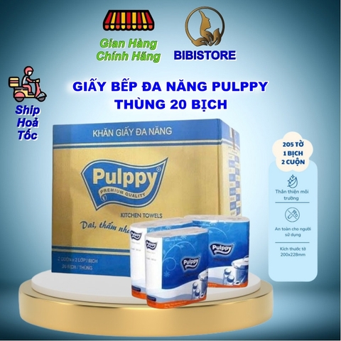 GIẤY LAU BẾP ĐA NĂNG PULPPY 2 CUỘN 205 TỜ/ BỊCH (Bibistore TB)