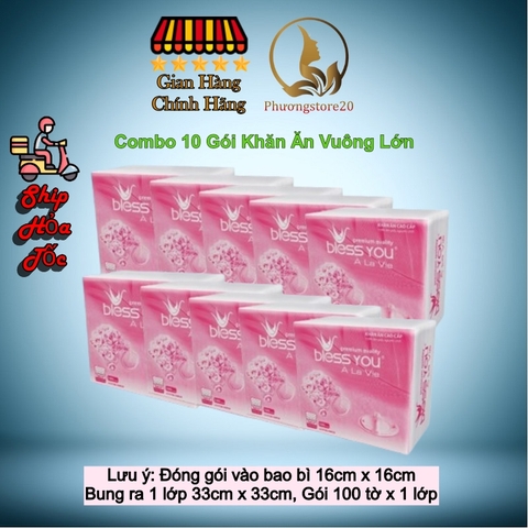 Khăn Ăn Vuông Lớn 16x16cm BLESS YOU Bịch 100 tờ