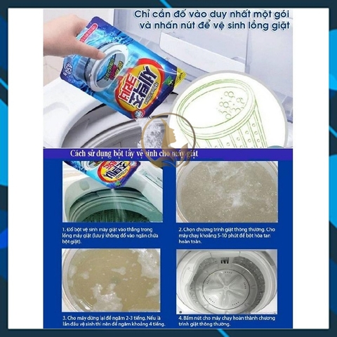 Tẩy Lồng Máy Giặt Dạng Bột Siêu Sạch BLUE Hàn Quốc, 1 Túi/ 450gram