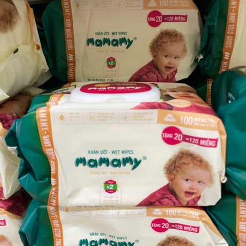 Khăn ướt Mamamy không mùi gói 120 tờ