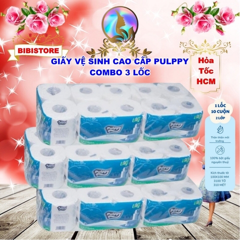 Giấy vệ sinh cao cấp Pulppy Lốc 10 cuộn 2 lớp