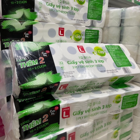 Lốc 12 Cuộn Giấy Vệ Sinh 3 Lớp Lotte Choice L